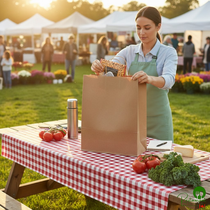 Duro 16" x 6" x 19" Towner Natural Kraft Paper Shopping Bag with Handles - 200/Bundle