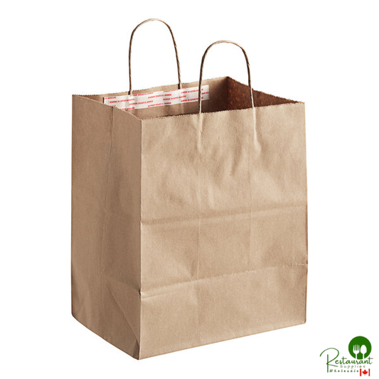 Duro Load & Seal 10" x 6 3/4" x 12" Brown Paper Shopping Bag with Handles - 250/Case