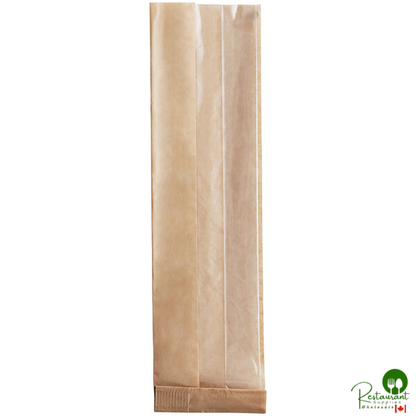 Bagcraft Packaging 300098 4 1/4" x 2 3/4" x 16 1/2" Dubl-View® ToGo! Kraft Window Submarine / Bakery Bag with Tray - 250/Case