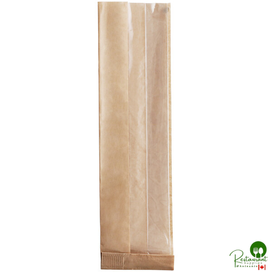 Bagcraft Packaging 300098 4 1/4" x 2 3/4" x 16 1/2" Dubl-View® ToGo! Kraft Window Submarine / Bakery Bag with Tray - 250/Case