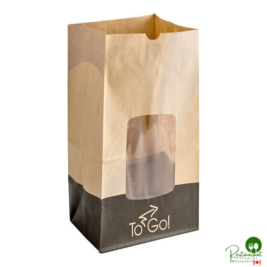 EcoCraft 6" x 4 1/2" x 11 1/2" Printed To-Go Vented Meal Bag with Window - 500/Case