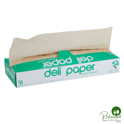 Durable Packaging 15" x 10 3/4" Green Choice Interfolded Kraft Unbleached Brown Soy Wax Deli Sheets - 6,000/Case