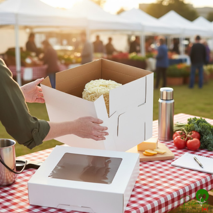 Enjay B-FB12 12" x 12" x 12" Flexbox White Adjustable Cake / Bakery Box - 25/Case