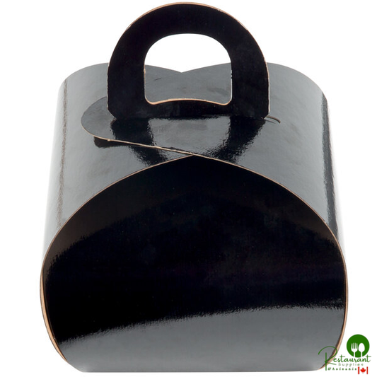 Enjay B-TULIPSINGLEBLACK 4" x 4" x 3 3/4" Black Single Cupcake Tulip Box with 1 Compartment Insert - 100/Case