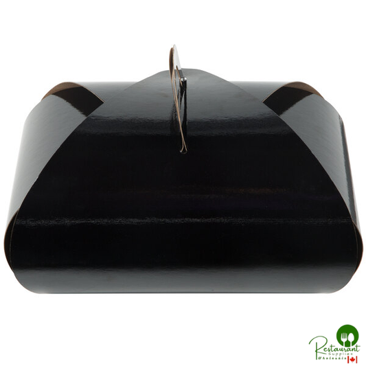 Enjay B-TULIPDOUBLEBLACK 9 3/8" x 6" x 6 1/2" Black Double Cupcake Tulip Box with 2 Compartment Insert - 100/Case