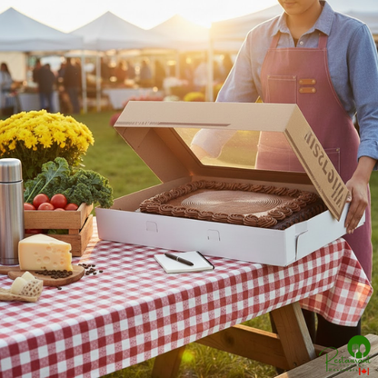 Inno-Pak To Go Fresh 19" x 14" x 4" Kraft Auto-Popup Window Cake / Bakery Box - 50/Case