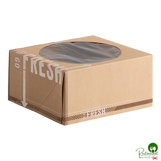 To Go Fresh 10" x 10" x 5" Kraft Auto-Popup Window Cake / Bakery Box - 100/Case