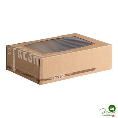 Inno-Pak To Go Fresh 14" x 10" x 4" Kraft Auto-Popup Window Cake / Bakery Box - 100/Case