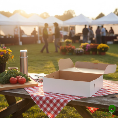 14" x 10" x 4" White Customizable Cake / Bakery Box - 100/Bundle