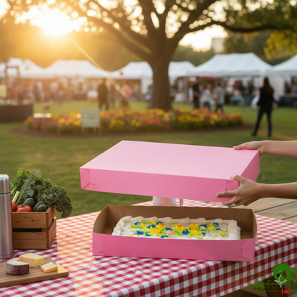 28" x 20" x 4" Pink Full Sheet 2-Piece Cake / Bakery Box - 50/Bundle