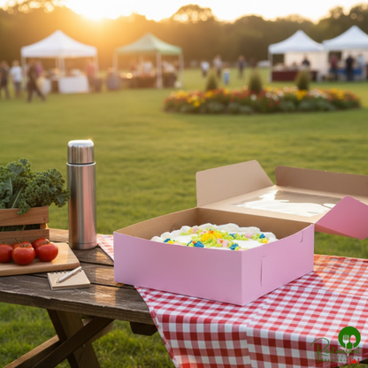 14" x 14" x 5" Pink Cake / Bakery Box - 50/Bundle