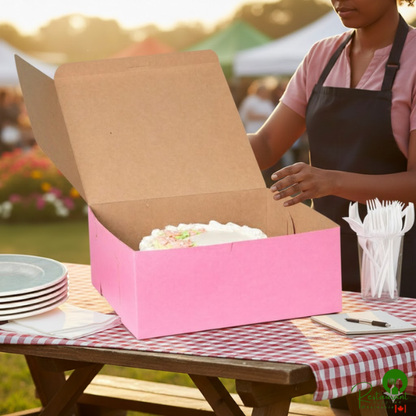 12" x 12" x 5" Pink Cake / Bakery Box - 100/Bundle