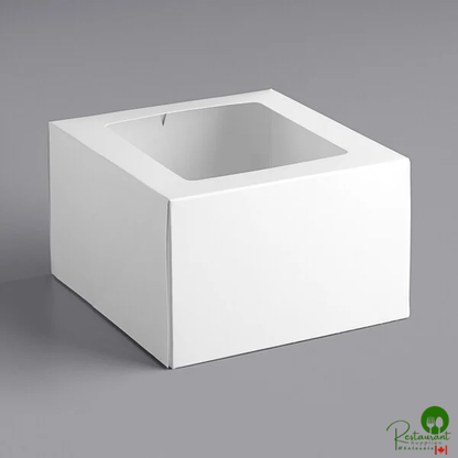 8" x 8" x 5" White Auto-Popup Window Cake / Bakery Box - 100/Bundle
