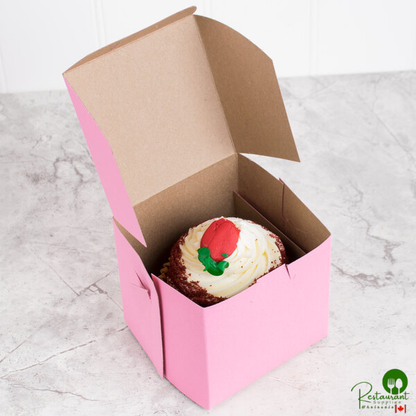 4" x 4" x 4" Pink Cupcake / Bakery Box - 200/Bundle