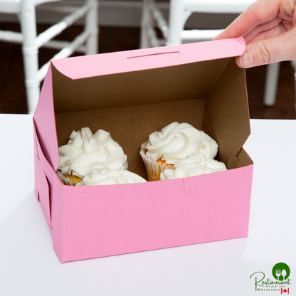 6 1/2" x 4" x 2 3/4" Pink Bakery Box - 250/Bundle