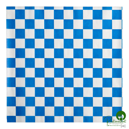 12" x 12" Blue Check Deli Sandwich Wrap Paper By Prime - 5,000/Case