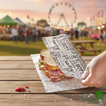 12" x 12" Hot / Savory Print Deli Sandwich Wrap Paper By Prime - 5,000/Case