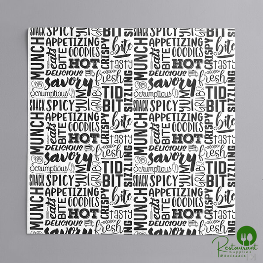 12" x 12" Hot / Savory Print Deli Sandwich Wrap Paper By Prime - 5,000/Case