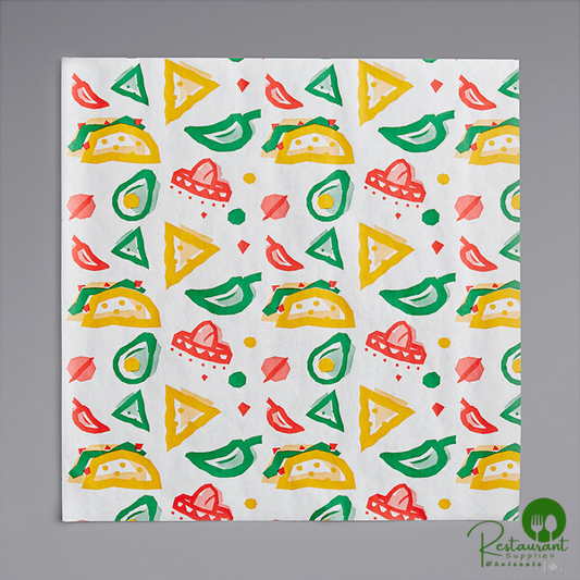 12" x 12" Mexican Print Deli Sandwich Wrap Paper By Prime - 5,000/Case