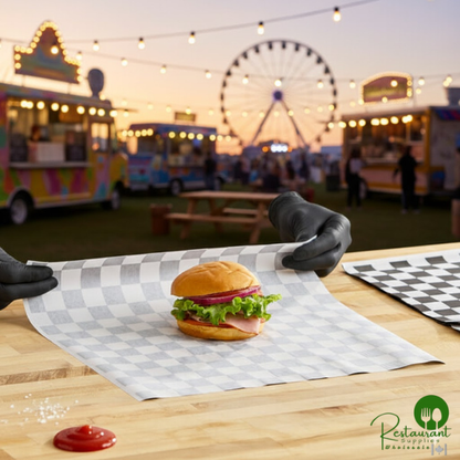 15" x 15" Black Check Deli Sandwich Wrap Paper By Prime - 4,000/Case