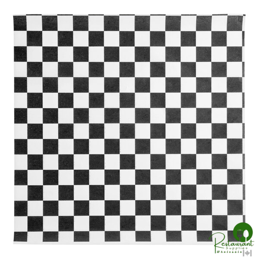 15" x 15" Black Check Deli Sandwich Wrap Paper By Prime - 4,000/Case
