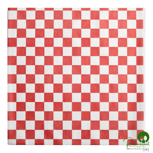 15" x 15" Red Check Deli Sandwich Wrap Paper By Prime - 4,000/Case