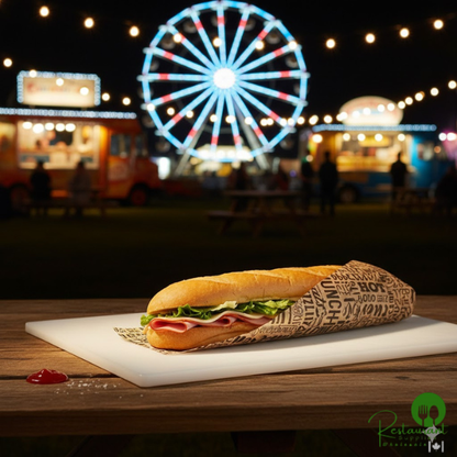 12" x 12" Kraft Hot / Savory Print Deli Sandwich Wrap Paper By Prime - 5,000/Case