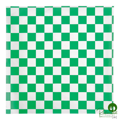 12" x 12" Green Check Deli Sandwich Wrap By Prime - 5,000/Case