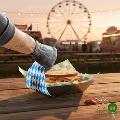 15" x 15" Blue Check Deli Sandwich Wrap Paper By Prime - 4,000/Case