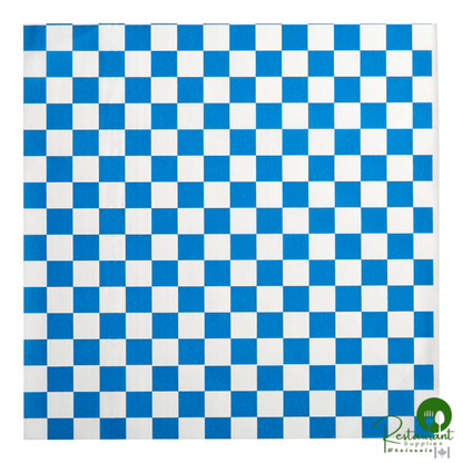 15" x 15" Blue Check Deli Sandwich Wrap Paper By Prime - 4,000/Case