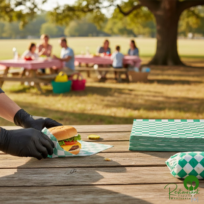 15" x 15" Green Check Deli Sandwich Wrap Paper By Prime - 4,000/Case