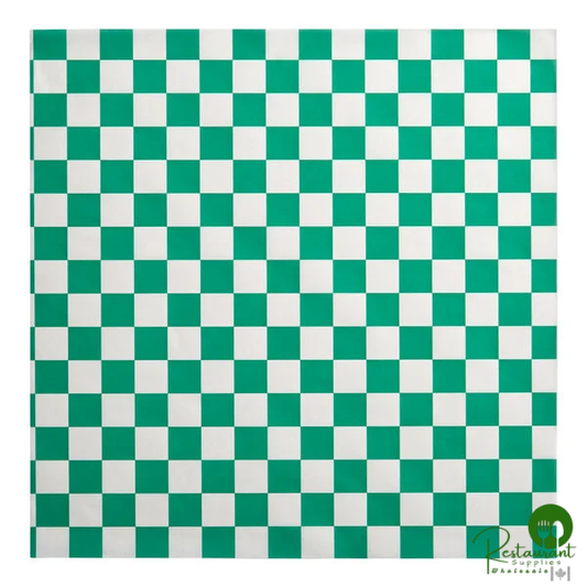 15" x 15" Green Check Deli Sandwich Wrap Paper By Prime - 4,000/Case