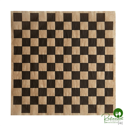 12" x 12" Kraft Black Check Deli Sandwich Wrap Paper By Prime - 5,000/Case