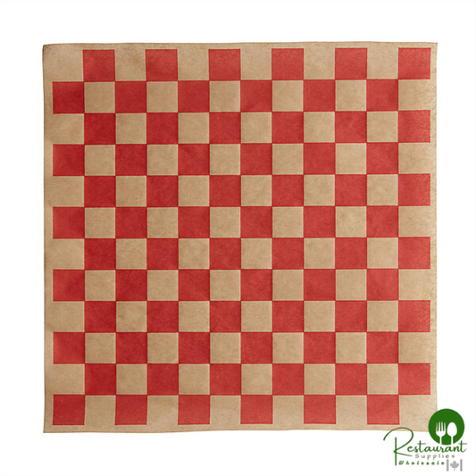 12" x 12" Kraft Red Check Deli Sandwich Wrap Paper By Prime - 5,000/Case
