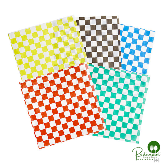 Checkered Basket Liner / Deli Sandwich Wrap Paper Variety Pack - 12" x 12" By Prime - 5,000/Case