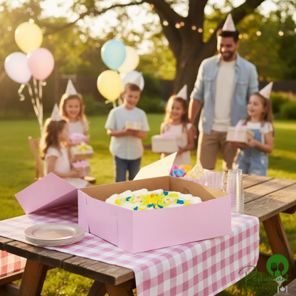 14" x 14" x 5" Pink Cake / Bakery Box - 50/Bundle