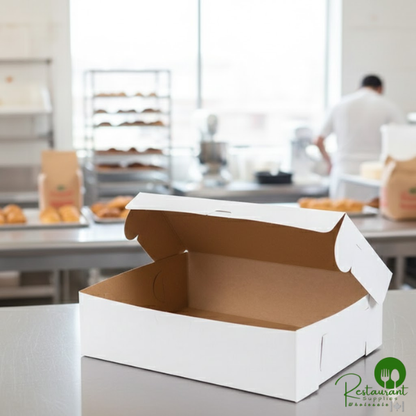 19" x 14" x 5" White Customizable Half Sheet Cake / Bakery Box - 10/Pack