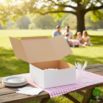 12" x 12" x 6" White Customizable Cake / Bakery Box - 10/Pack