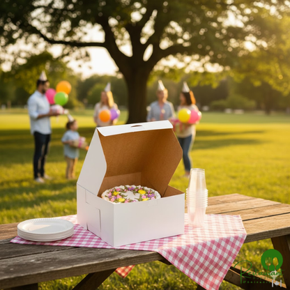 10" x 10" x 5" White Customizable Cake / Bakery Box - 10/Pack