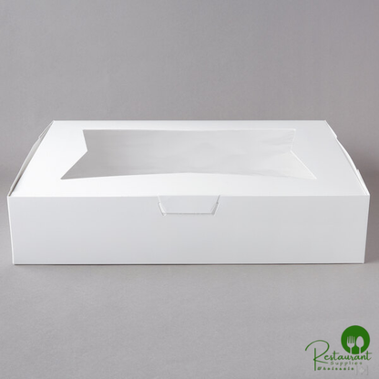 19" x 14" x 4" White Customizable Window Cake / Bakery Box - 50/Bundle