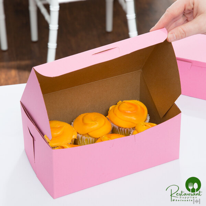 8" x 5" x 3 1/2" Pink Customizable Bakery Box - 250/Bundle