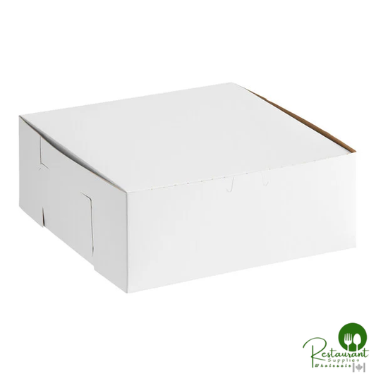 10" x 10" x 4" White Customizable Cake / Bakery Box - 100/Bundle