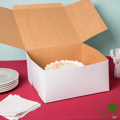 12" x 12" x 6" White Customizable Cake / Bakery Box - 50/Bundle