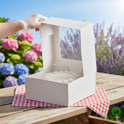9" x 9" x 4" White Auto-Popup Window Cake / Bakery Box - 150/Bundle