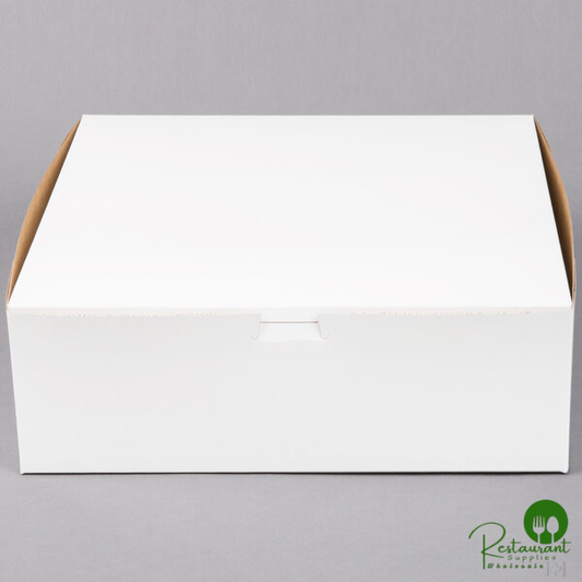 12" x 12" x 4" White Customizable Cake / Bakery Box - 100/Bundle