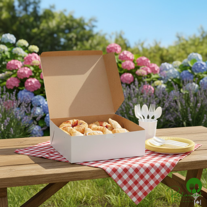 12" x 12" x 4" White Customizable Cake / Bakery Box - 100/Bundle