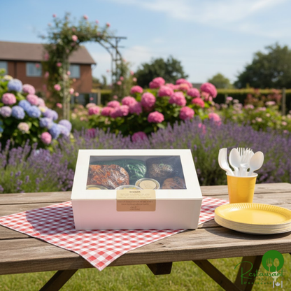 11" x 8" Large Collapsible Balsa Wood Catering Box with Attached Window Lid - 50/Case