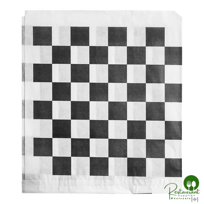 9" x 10" Black Check Wire Cone Basket Liner / Deli Wrap / Double Open Bag By Prime - 1,000/Case