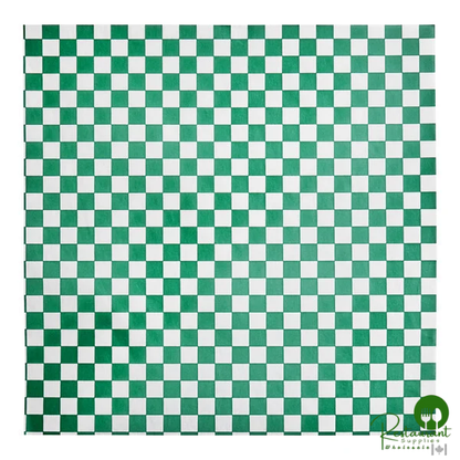 12" x 12" Small Green Check Deli Sandwich Wrap Paper By Prime - 5,000/Case