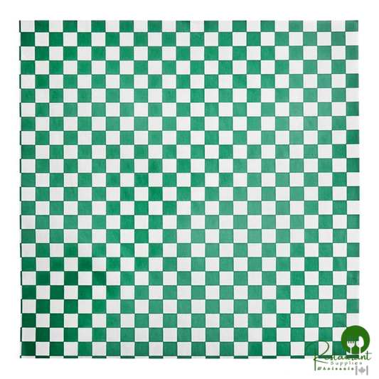 12" x 12" Small Green Check Deli Sandwich Wrap Paper By Prime - 5,000/Case